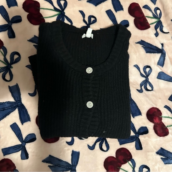 aerie unreal short sleeve cardigan black - Picture 2 of 2